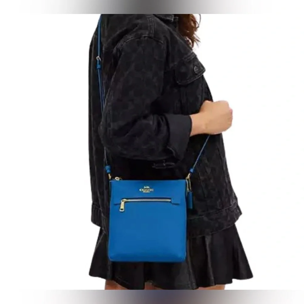 Coach Blue Crossbody Bag with Gold Hardware